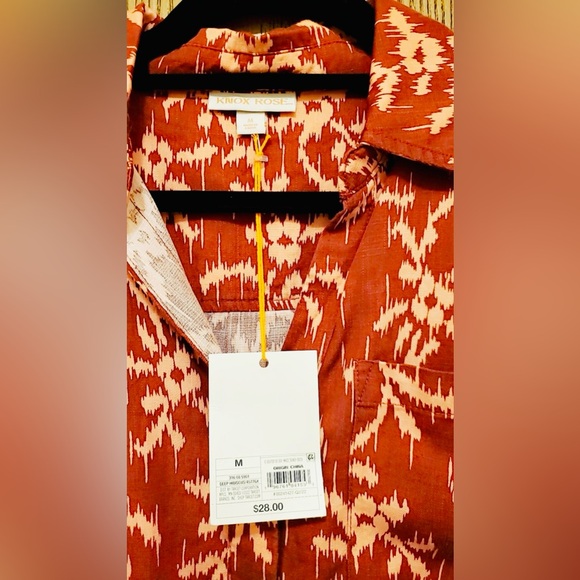 Knox Rose Women Button-Down Shirt, Hi-Low, Hem Pocket Deep-Red, Western Boho NWT - Picture 9 of 14
